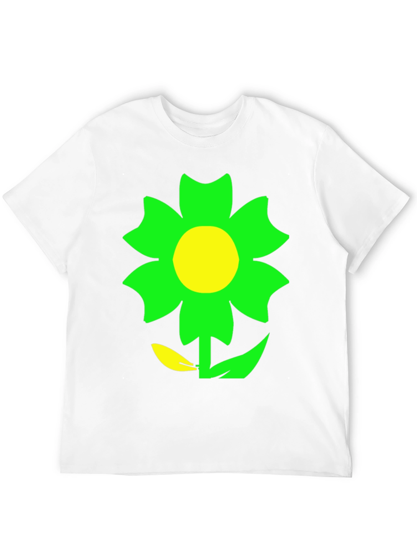 Green Flower Graphic Black T-Shirt