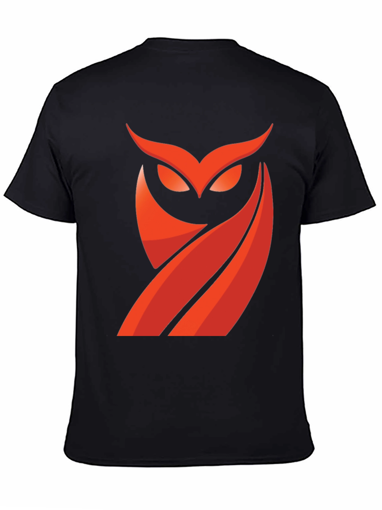 Mens Black T-Shirt with Red Owl Graphic