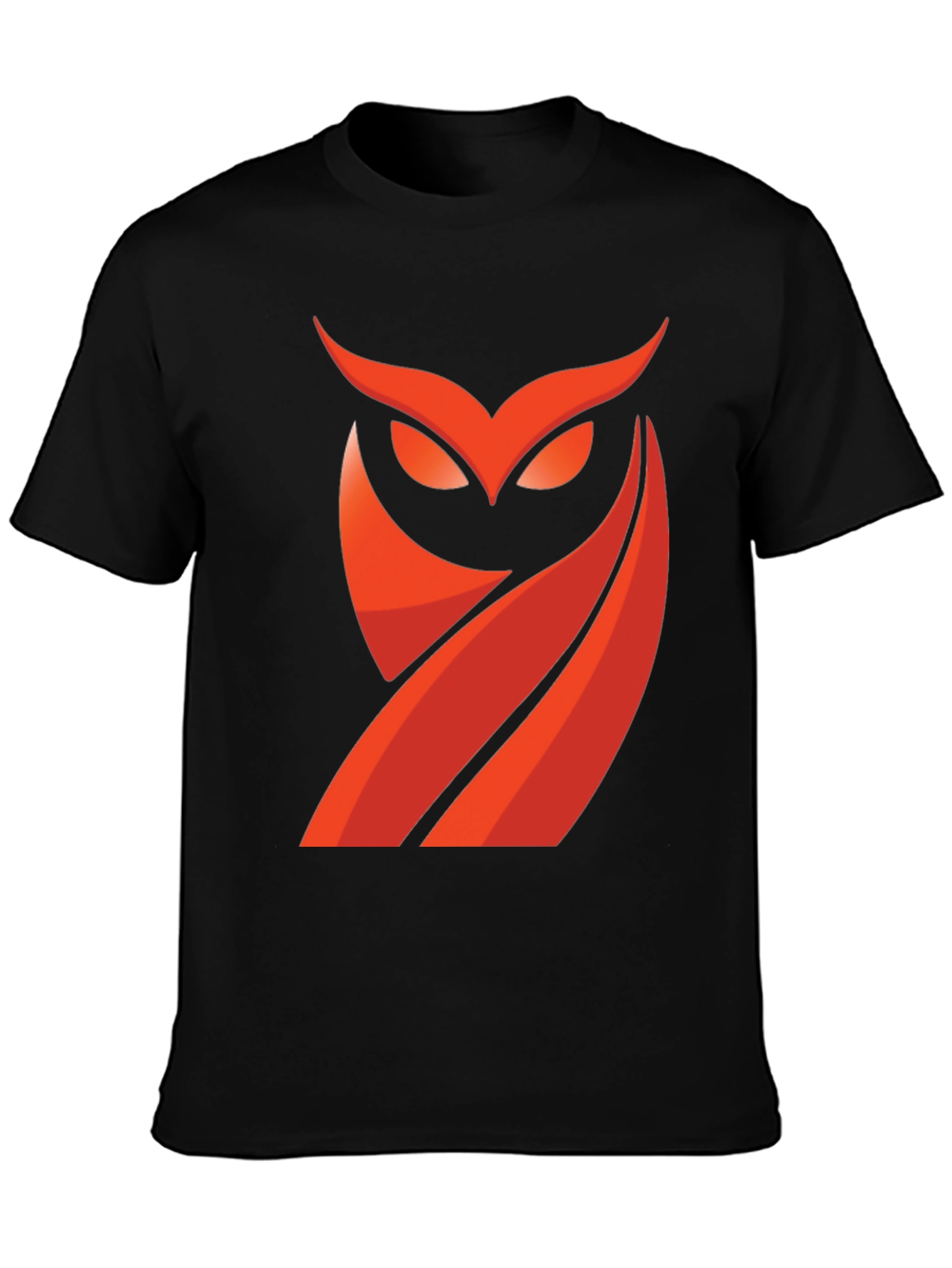 Mens Black T-Shirt with Red Owl Graphic