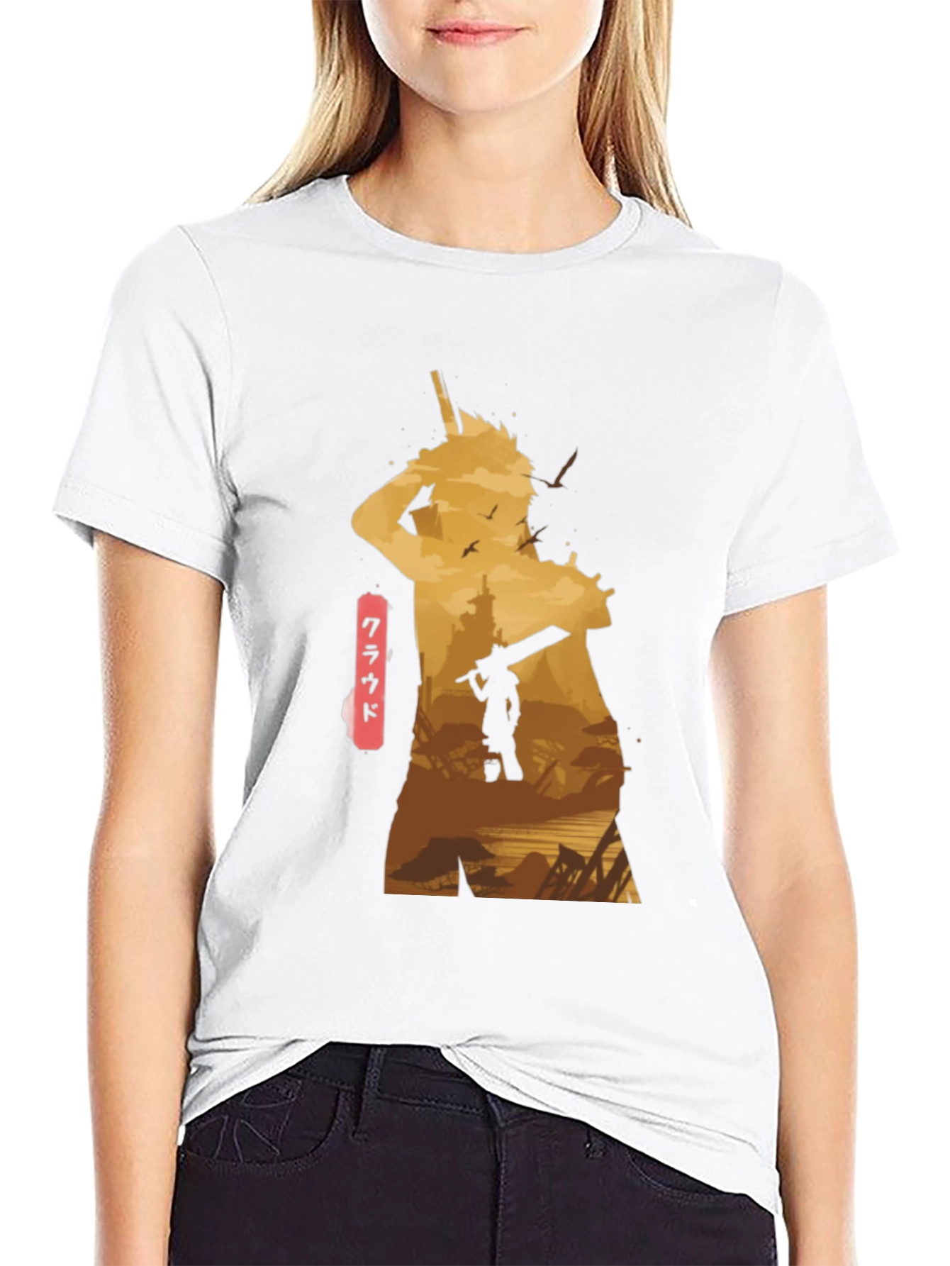 Cloud Final Fantasy Anime Graphic Tee - Black