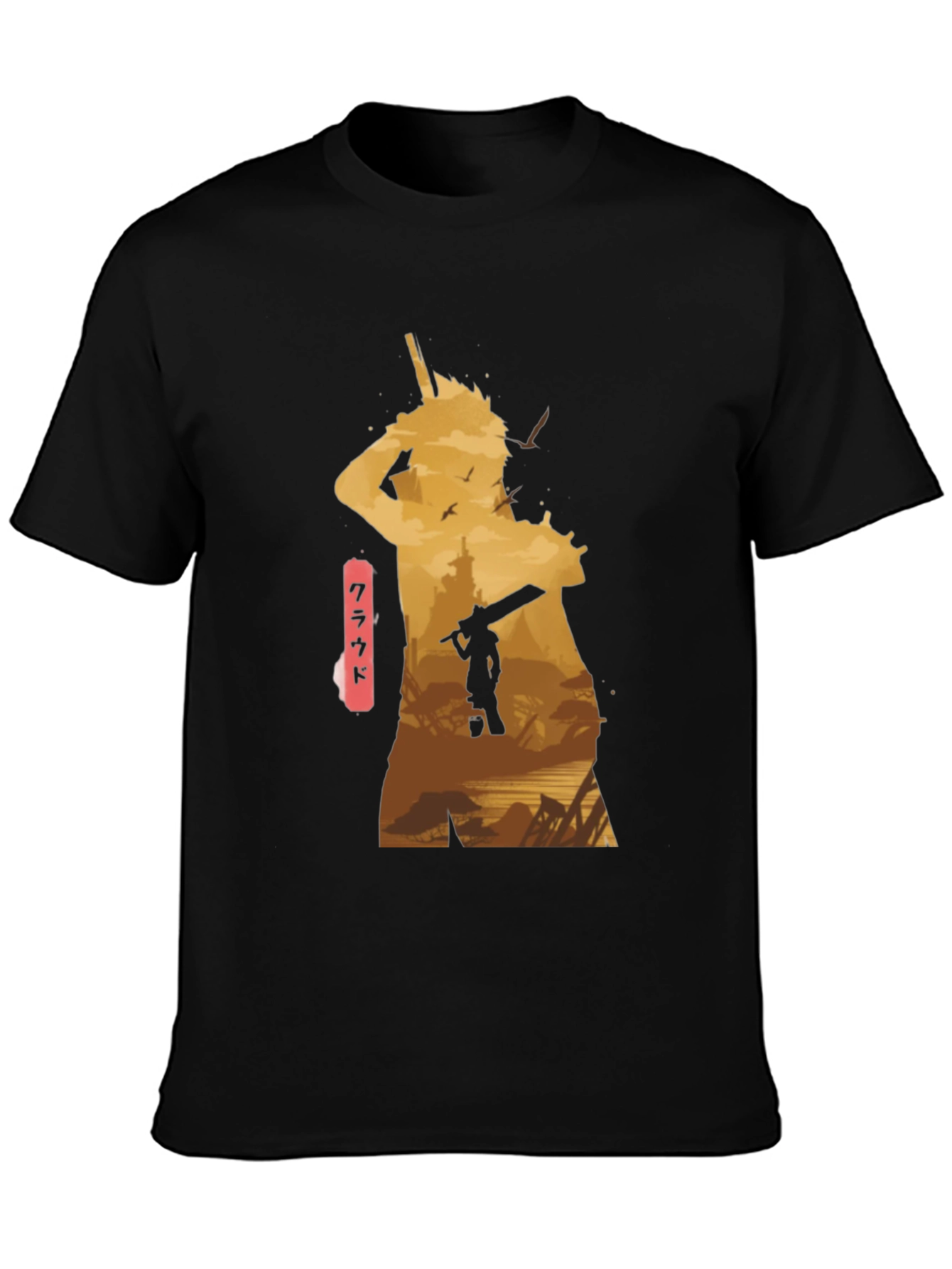 Cloud Final Fantasy Anime Graphic Tee - Black