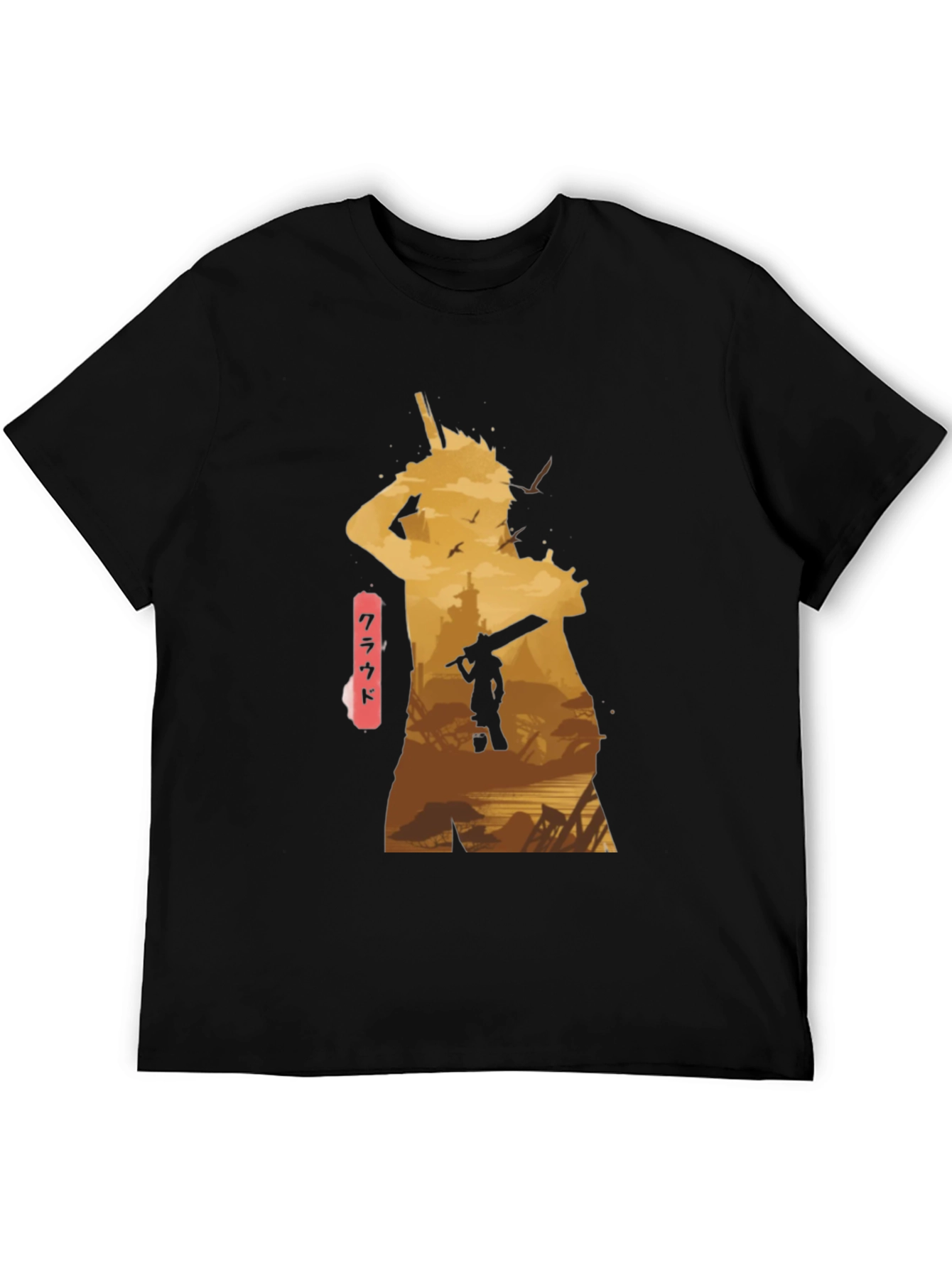 Cloud Final Fantasy Anime Graphic Tee - Black