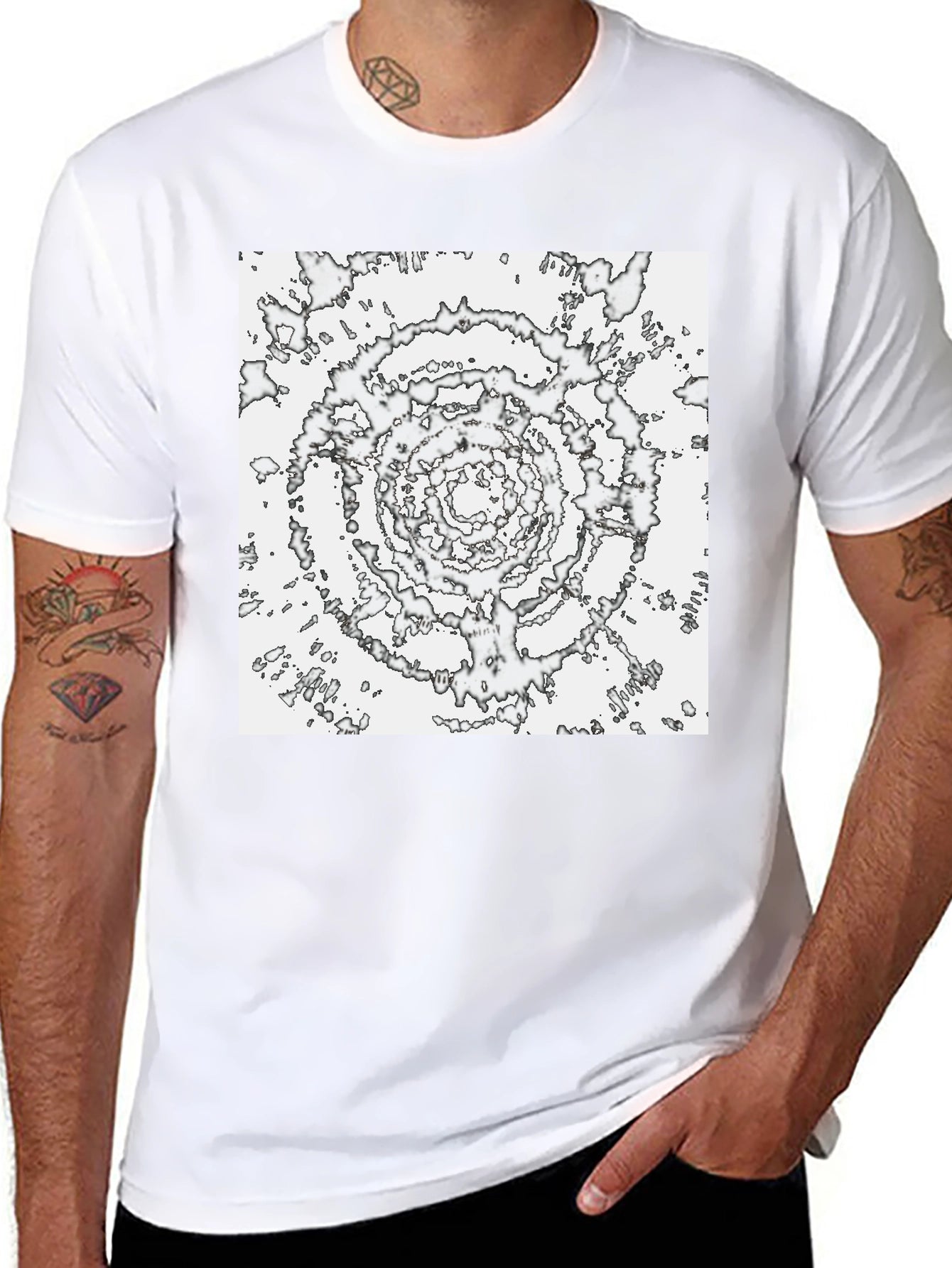 Abstract Vortex Tee - Black Cotton Comfort