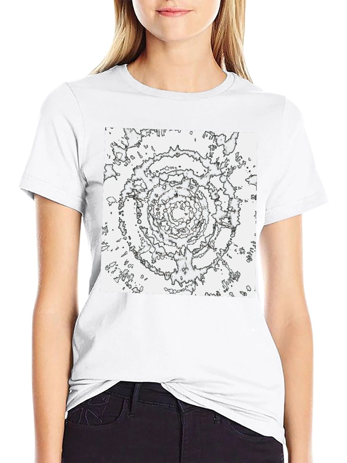 Abstract Vortex Tee - Black Cotton Comfort