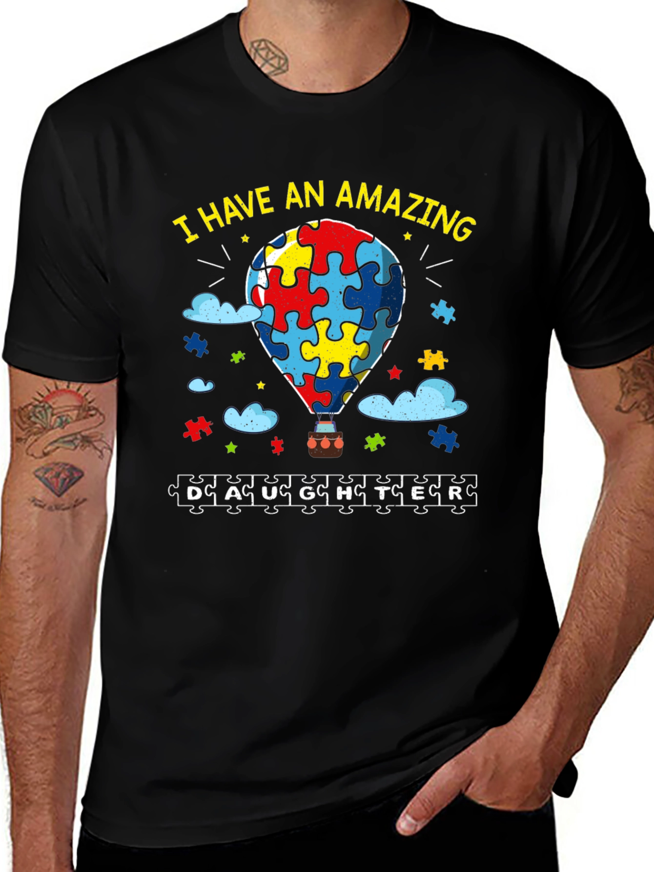 Amazing Daughter Autism Awareness Puzzle Piece T-Shirt