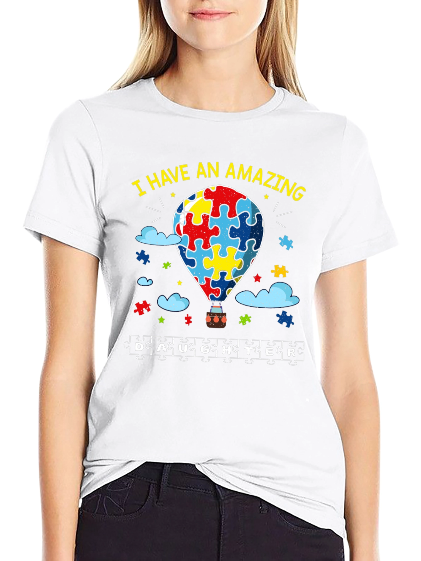 Amazing Daughter Autism Awareness Puzzle Piece T-Shirt