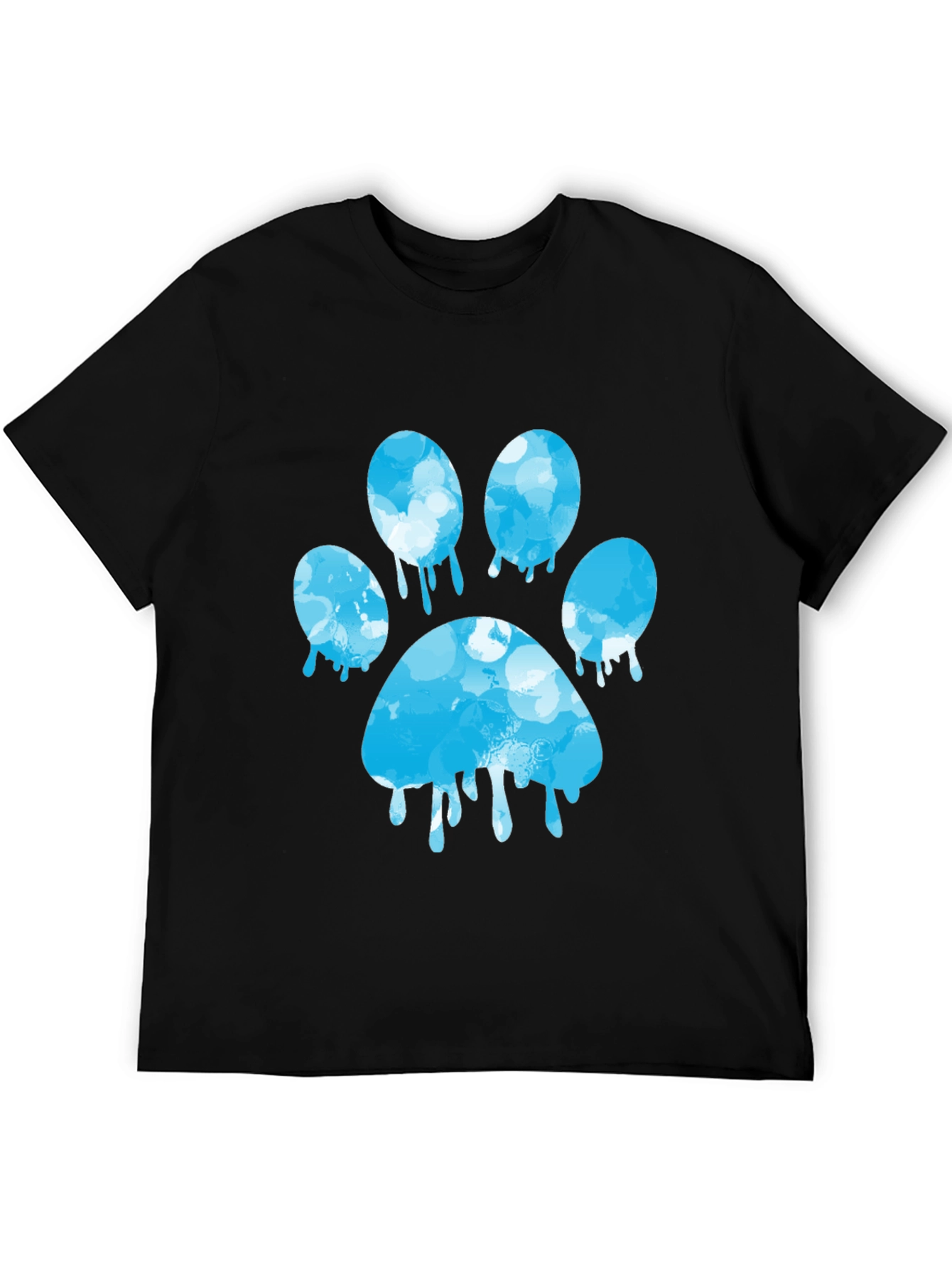 Paw Print Graphic Tee - Black Cotton Blend T-Shirt