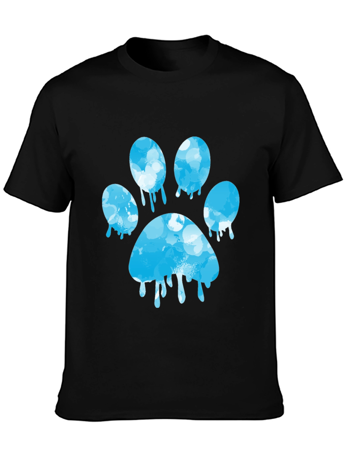 Paw Print Graphic Tee - Black Cotton Blend T-Shirt