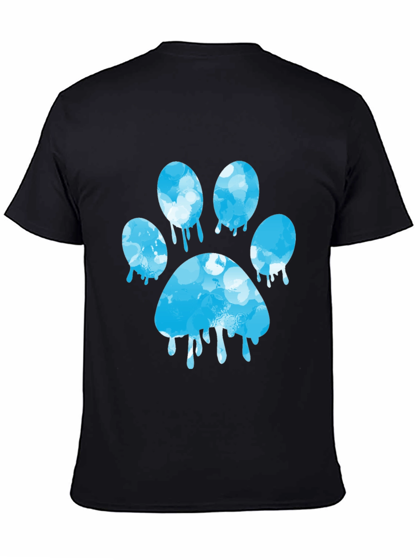 Paw Print Graphic Tee - Black Cotton Blend T-Shirt