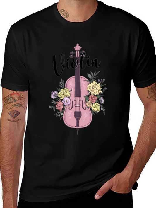 Floral Violin T-Shirt - Music Lover Tee