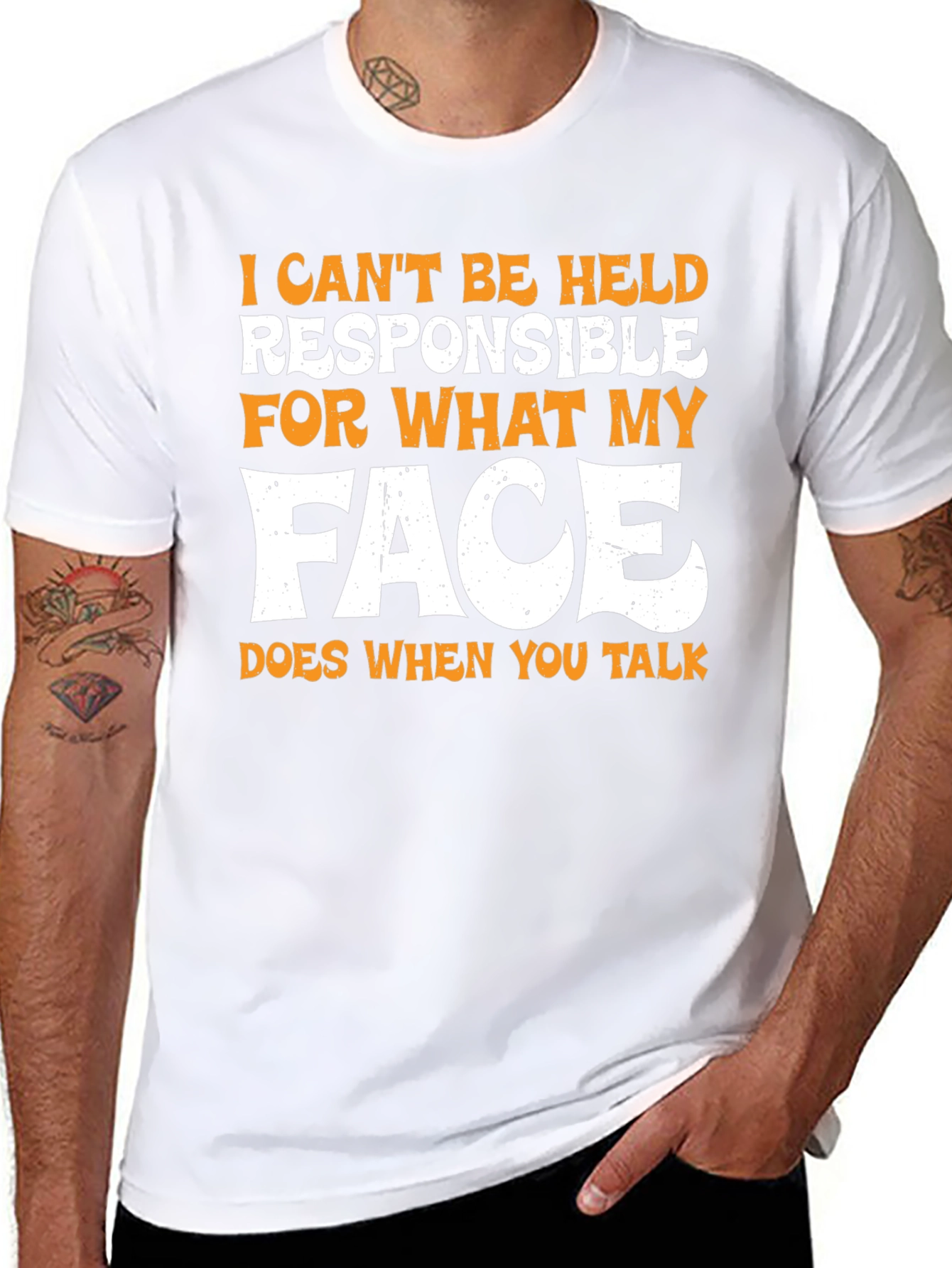 Funny Face Graphic Mens T-Shirt - Black