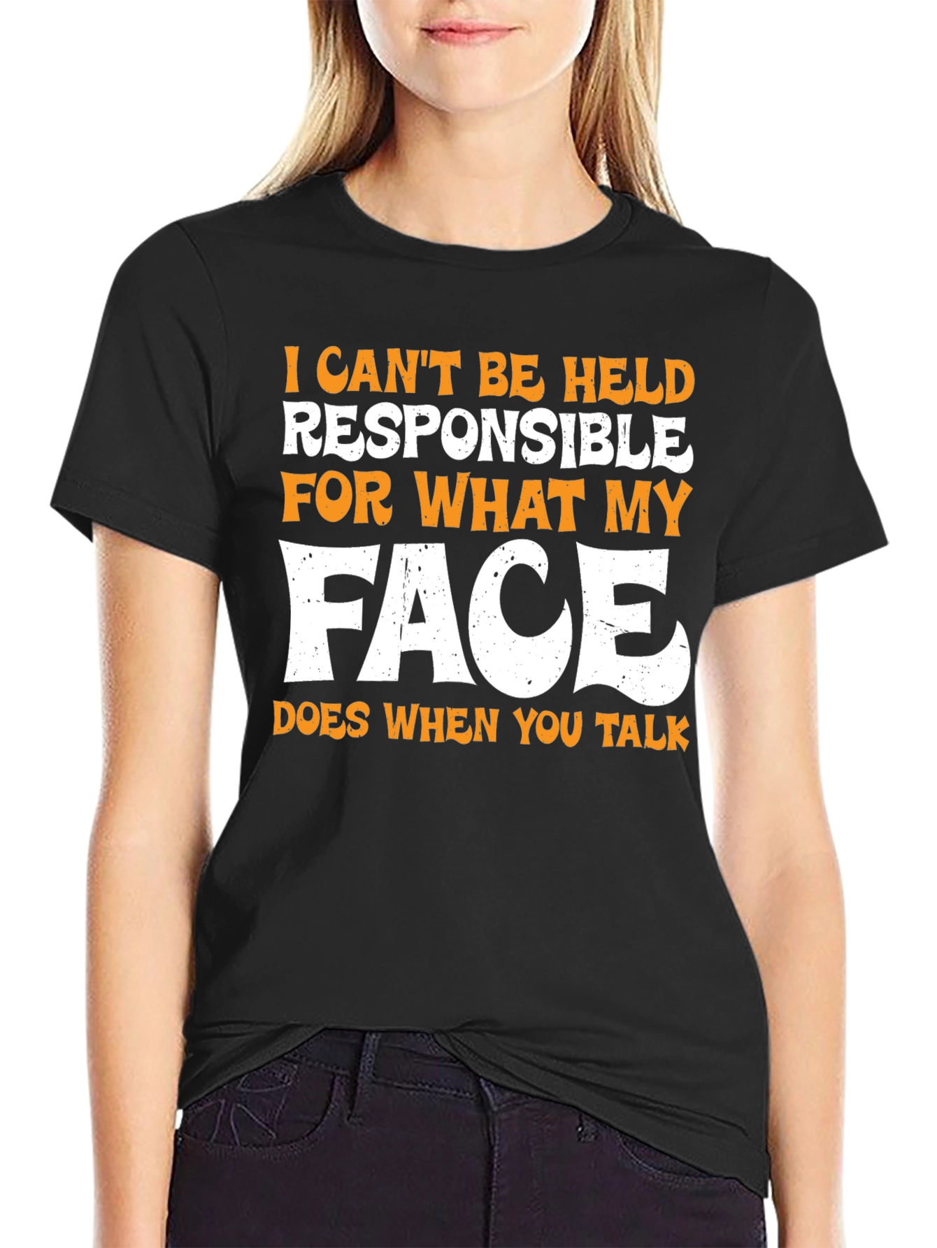 Funny Face Graphic Mens T-Shirt - Black