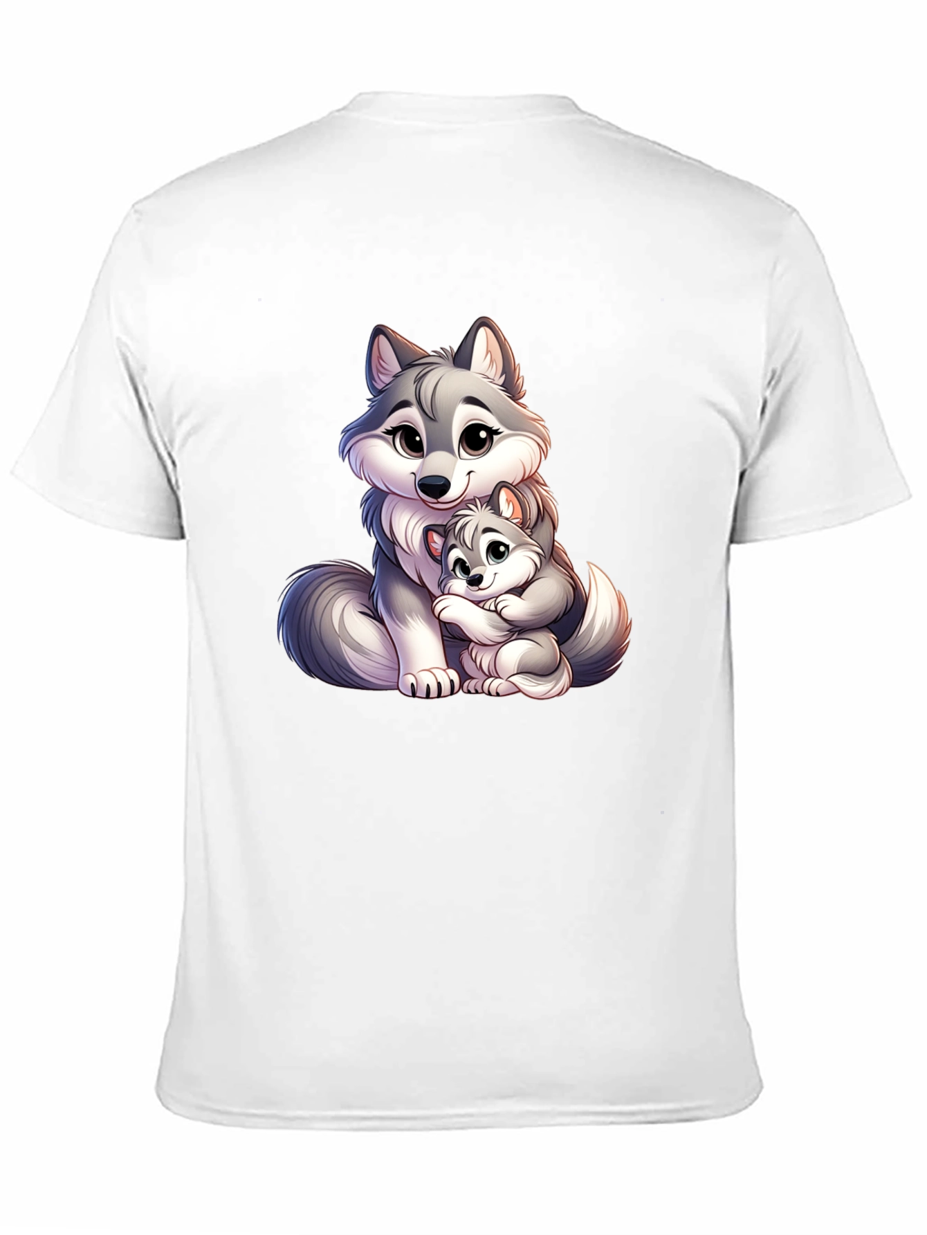 Cute Wolf Mom & Pup Black T-Shirt
