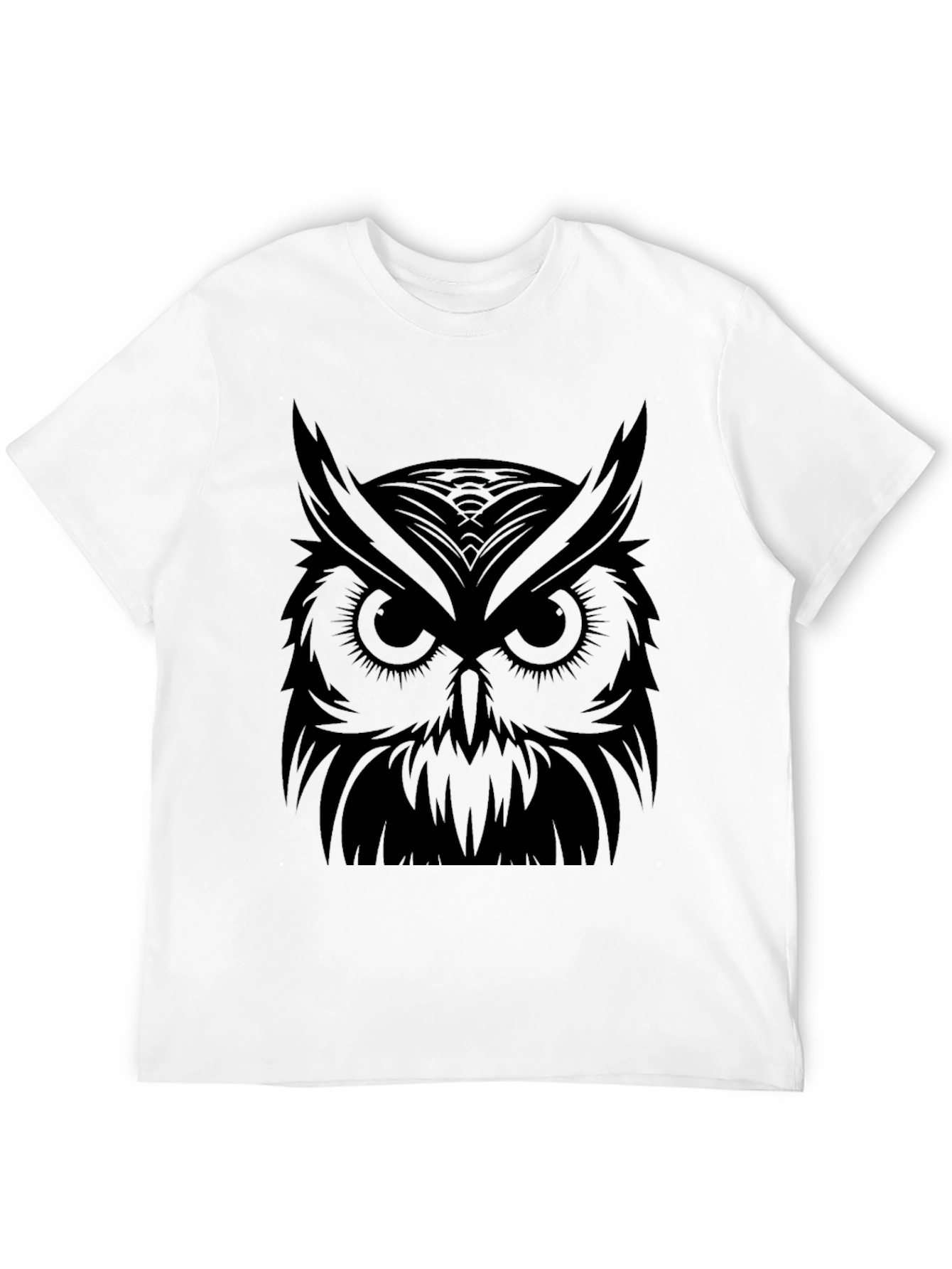 Mens Black Owl Graphic T-Shirt