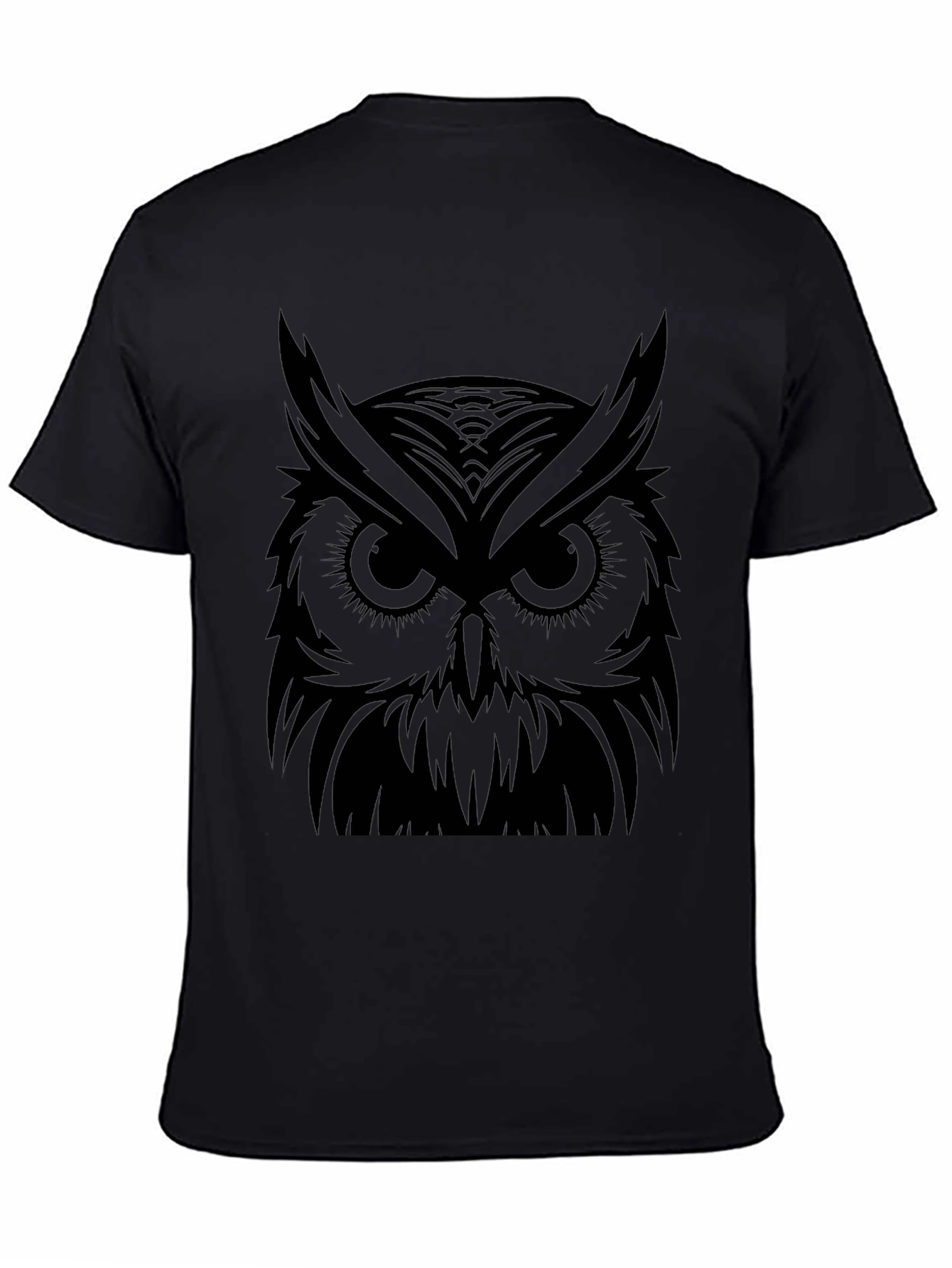 Mens Black Owl Graphic T-Shirt