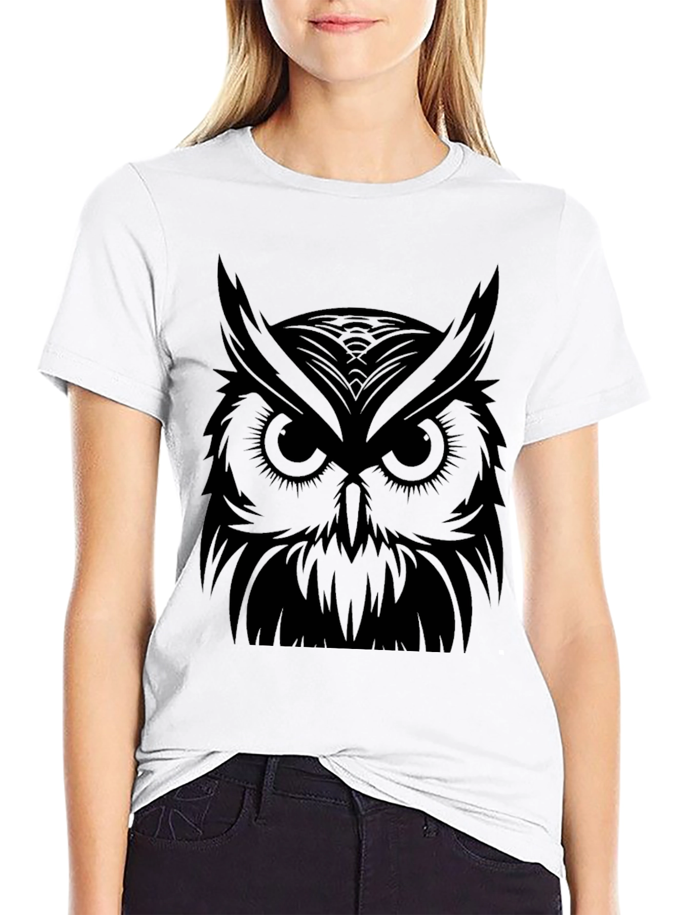 Mens Black Owl Graphic T-Shirt