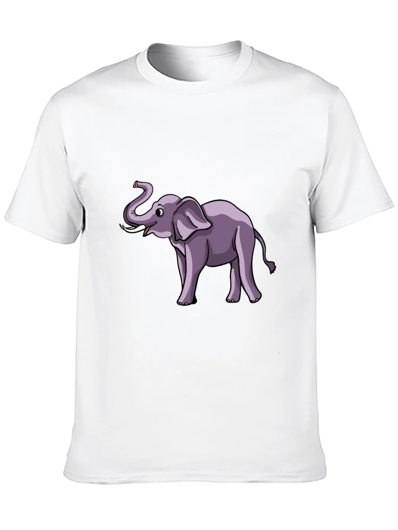 Elephant Cartoon Graphic Tee - Black Cotton T-Shirt