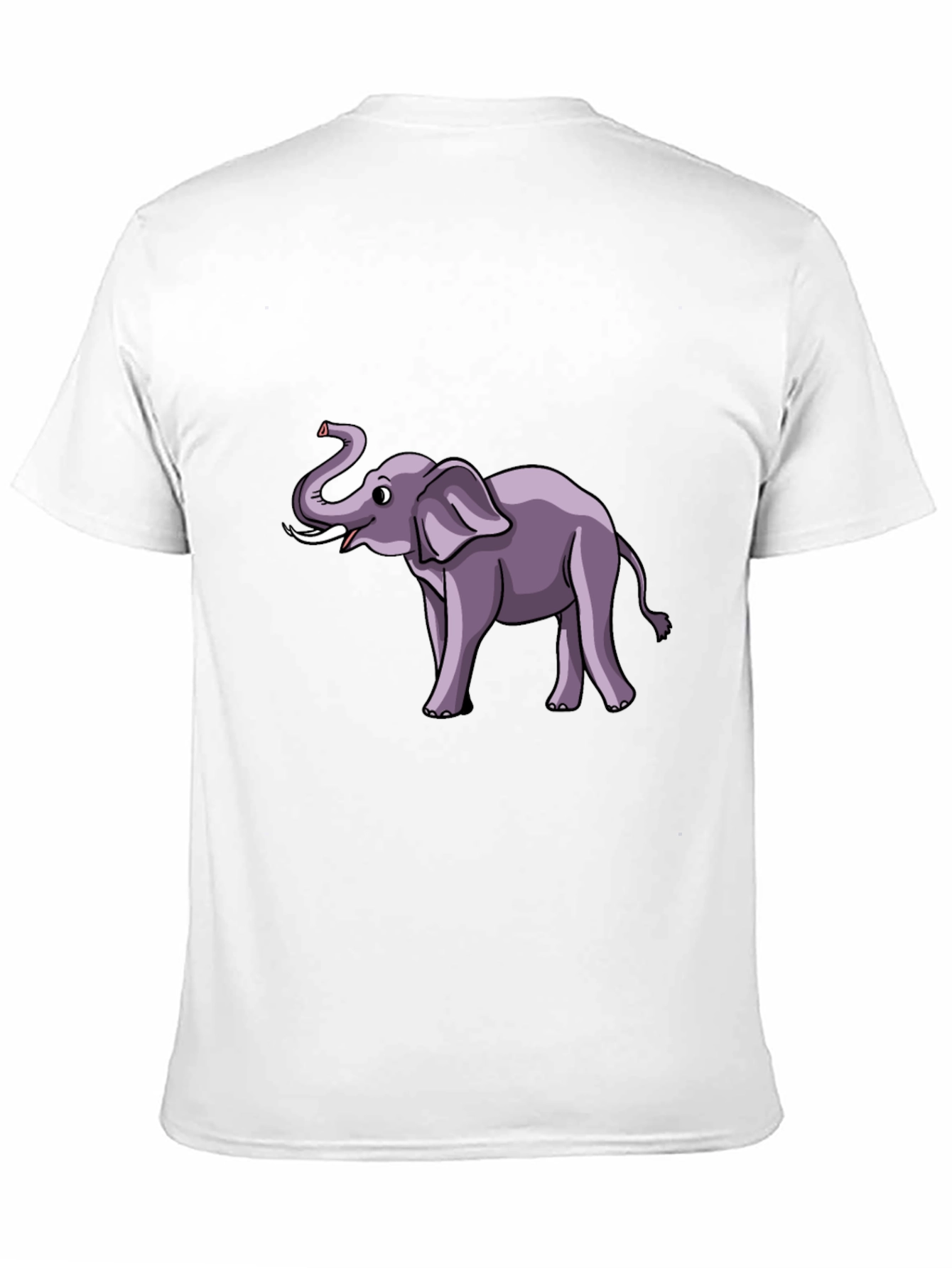 Elephant Cartoon Graphic Tee - Black Cotton T-Shirt