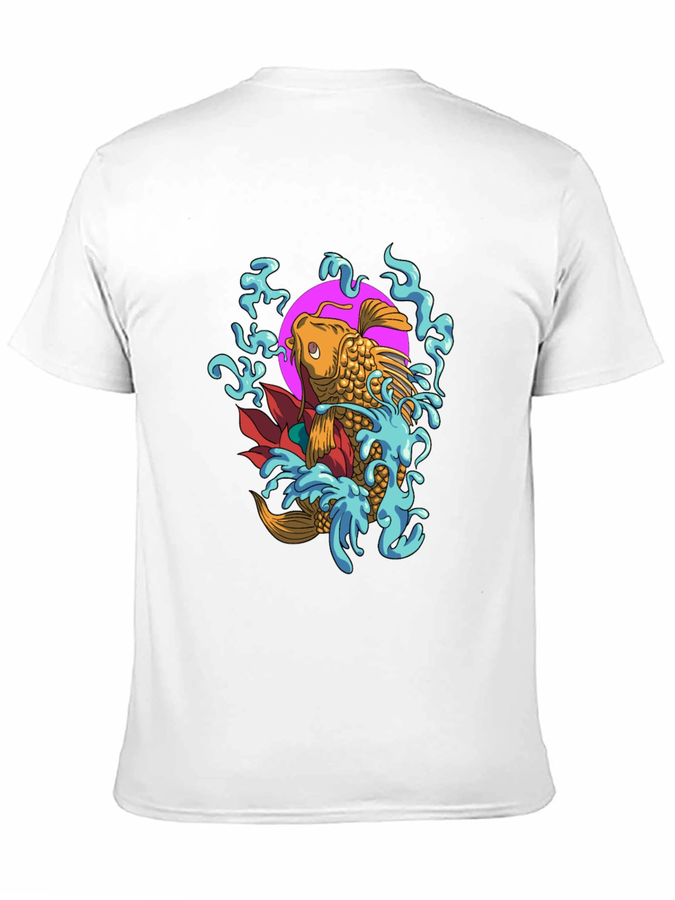 Koi Fish Graphic Tee - Mens Black Cotton T-Shirt