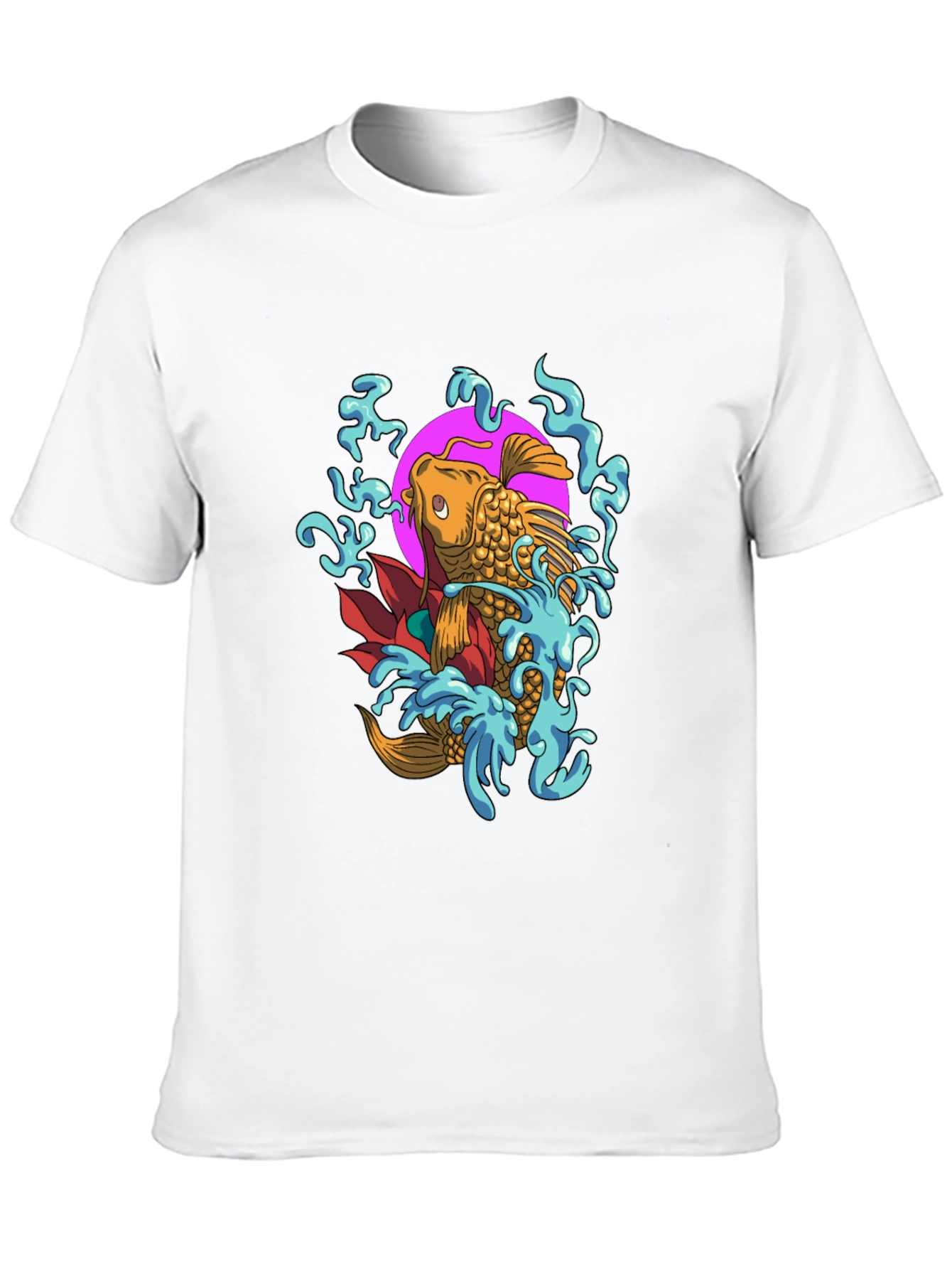Koi Fish Graphic Tee - Mens Black Cotton T-Shirt
