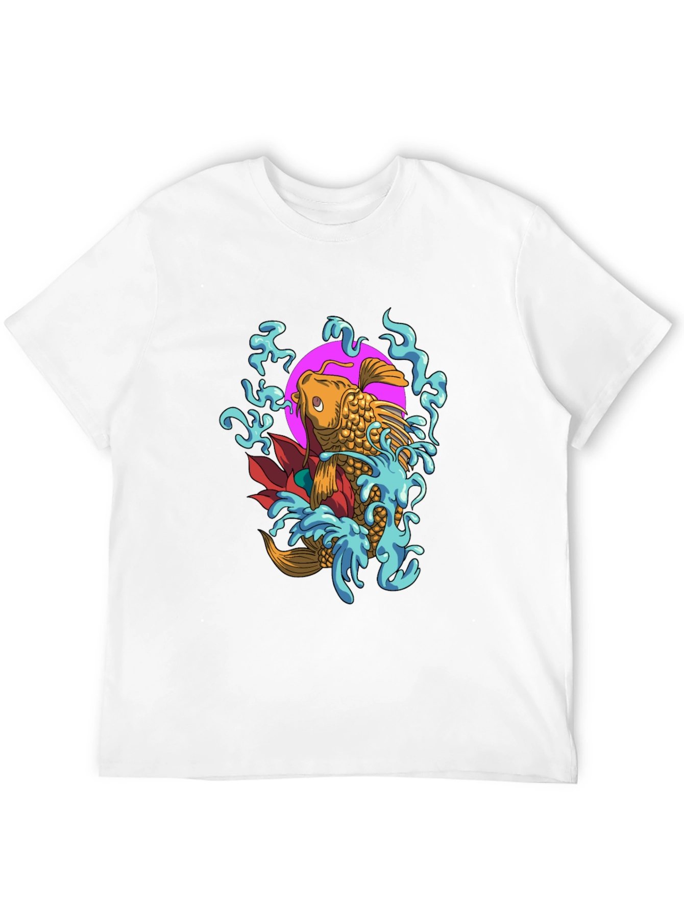 Koi Fish Graphic Tee - Mens Black Cotton T-Shirt