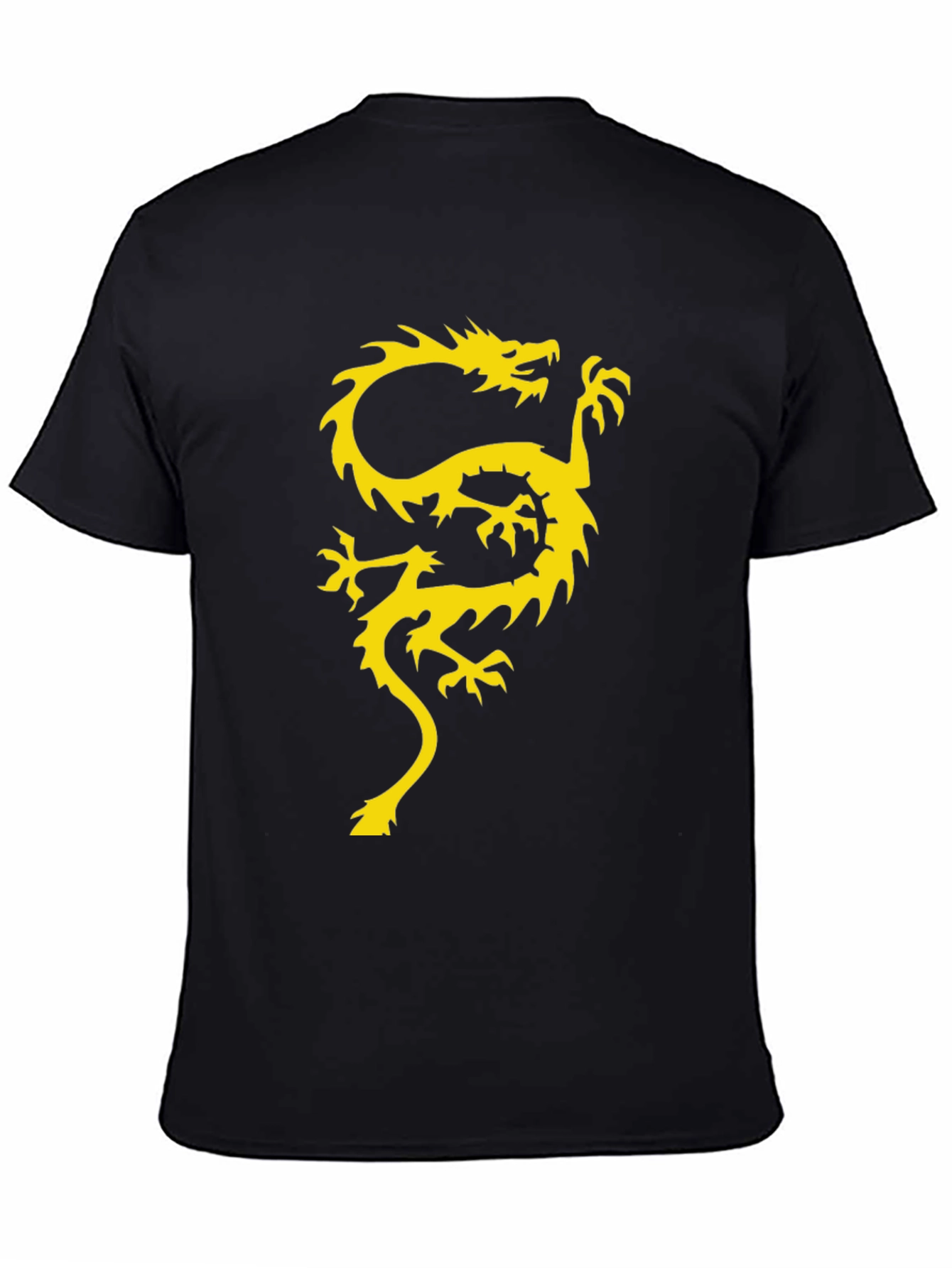 Black T-Shirt with Gold Dragon Graphic