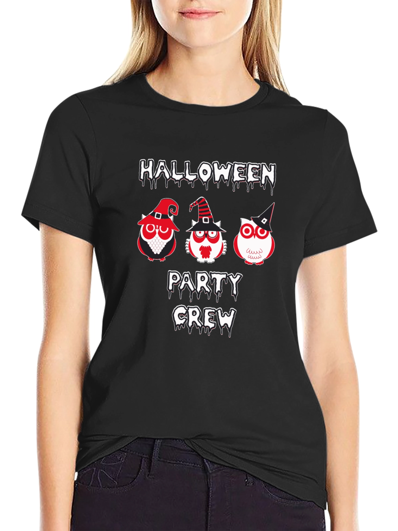 Halloween Party Crew Owl Graphic Tee