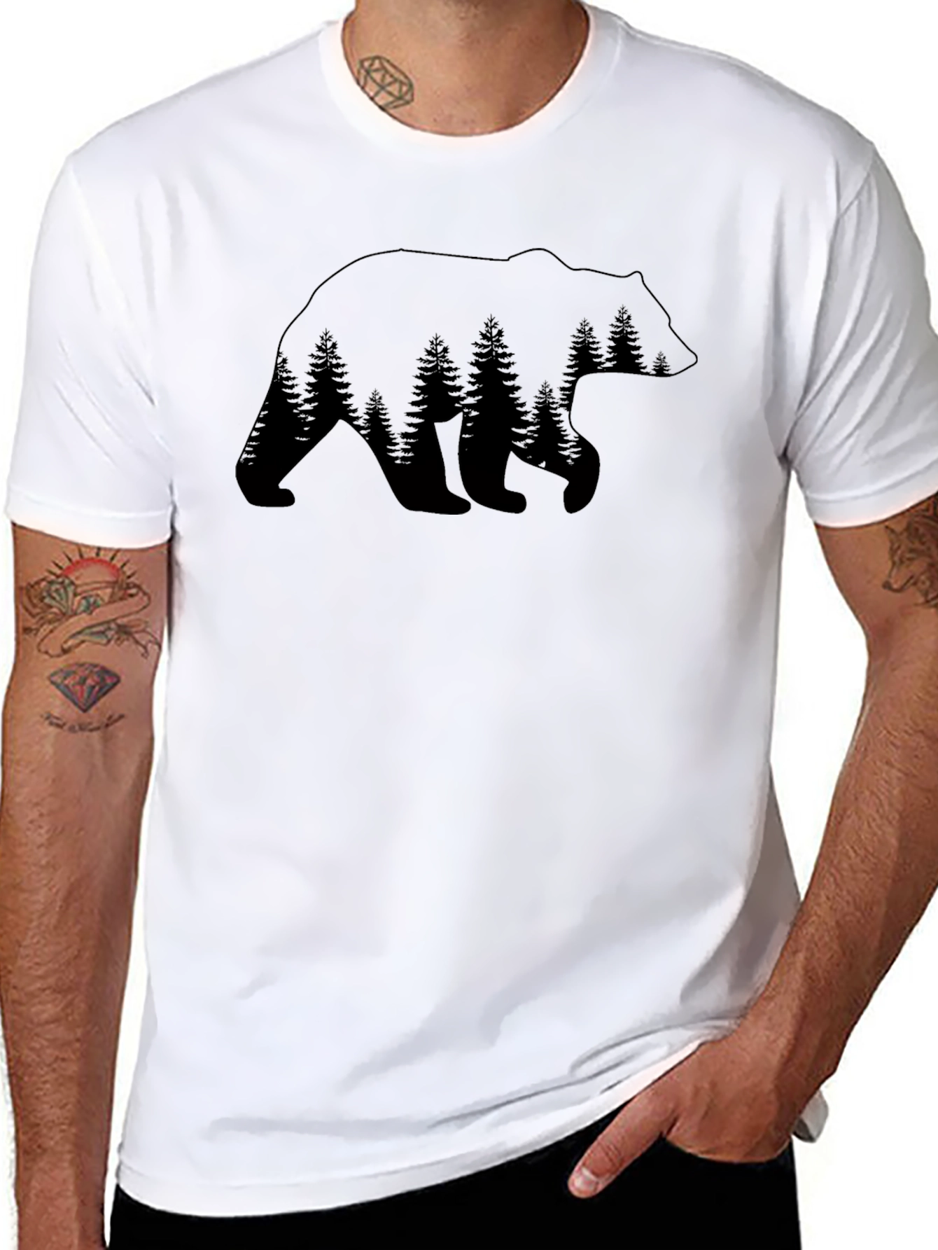Bear Forest Graphic Tee - Nature Inspired Design