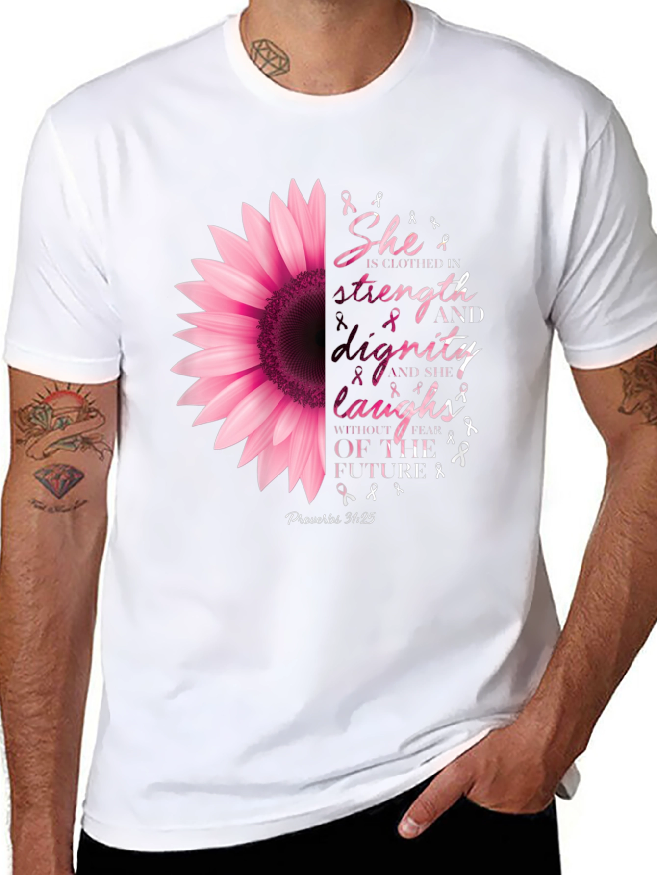She is Clothed in Strength Sunflower T-Shirt
