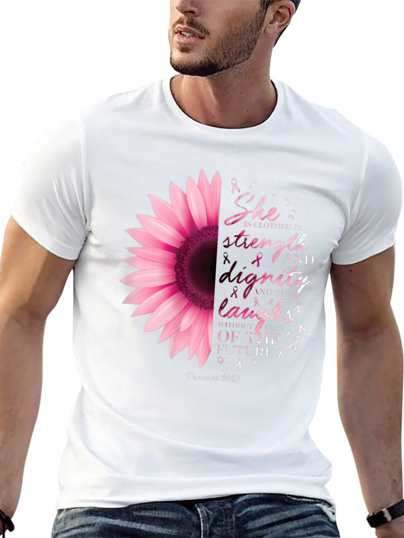 She is Clothed in Strength Sunflower T-Shirt