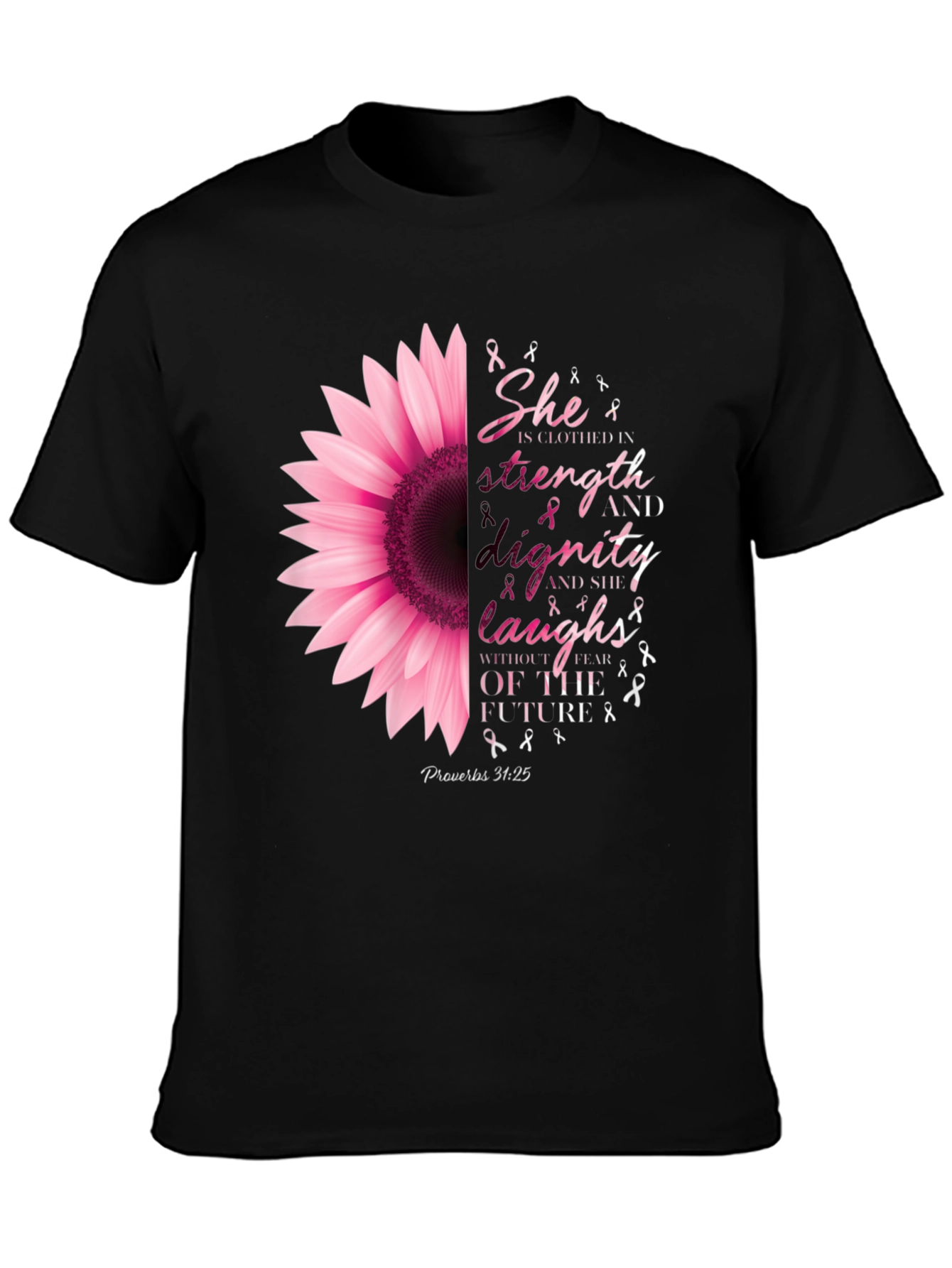 She is Clothed in Strength Sunflower T-Shirt