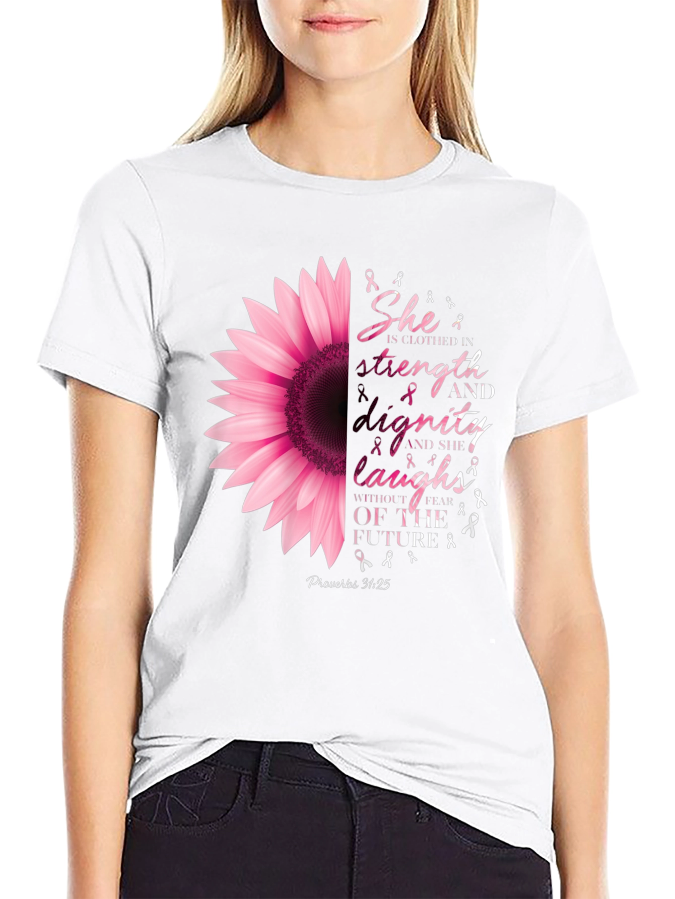She is Clothed in Strength Sunflower T-Shirt