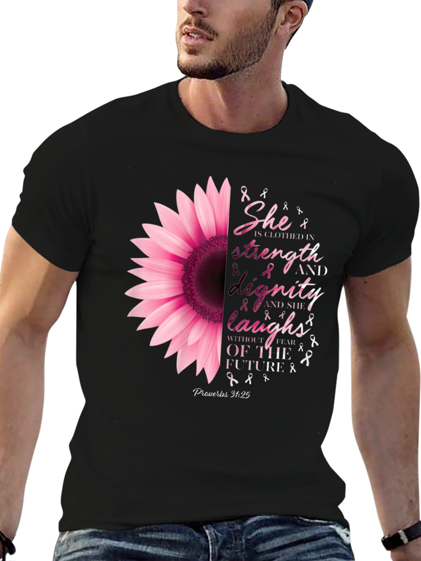 She is Clothed in Strength Sunflower T-Shirt