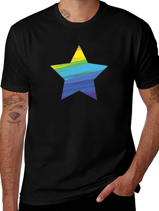 Rainbow Star Graphic Black T-Shirt