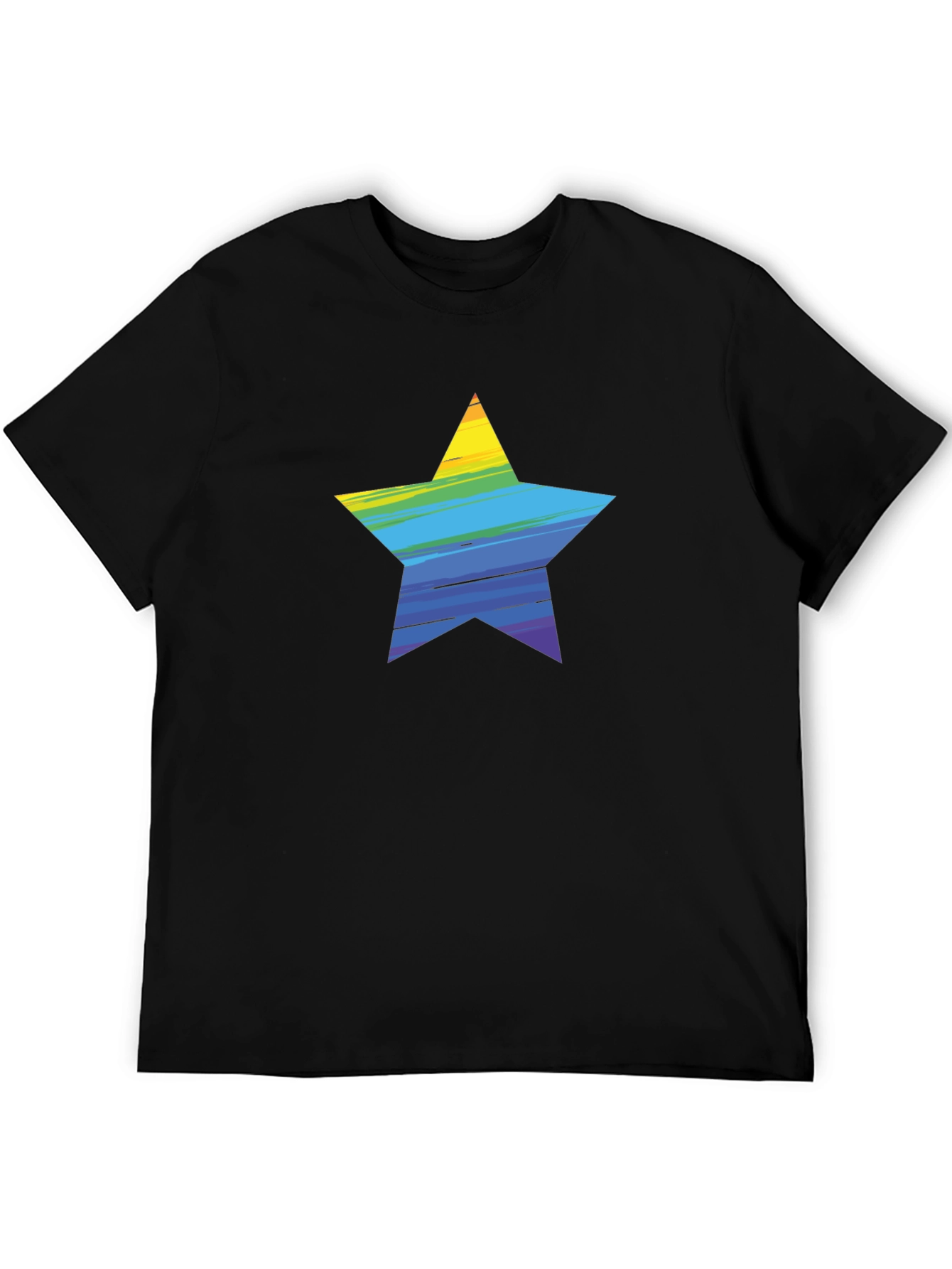 Rainbow Star Graphic Black T-Shirt