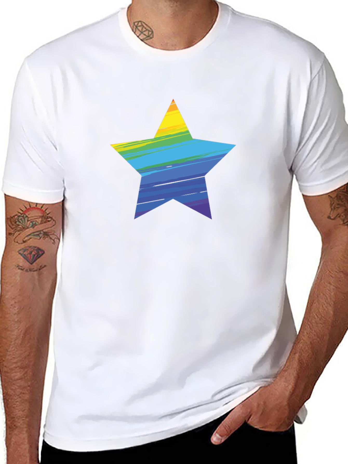 Rainbow Star Graphic Black T-Shirt