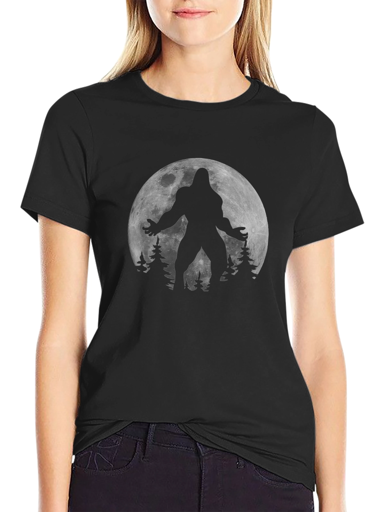 Bigfoot Moon T-Shirt - Cryptid Design