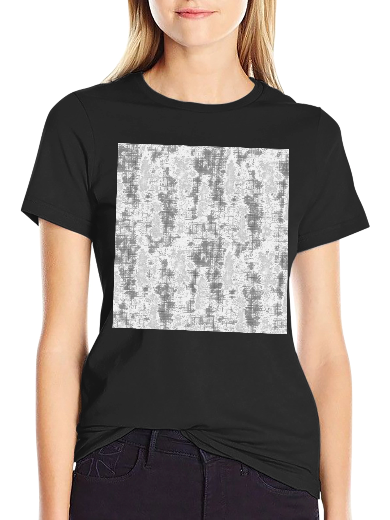 Abstract Print Black Tee - Modern Casual Wear