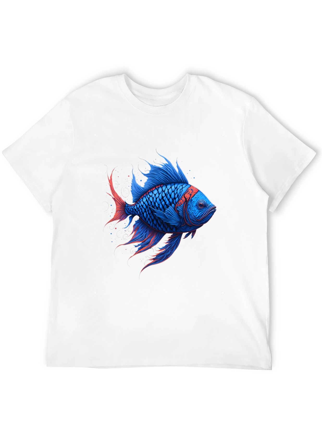 Vivid Blue Fish Graphic T-Shirt