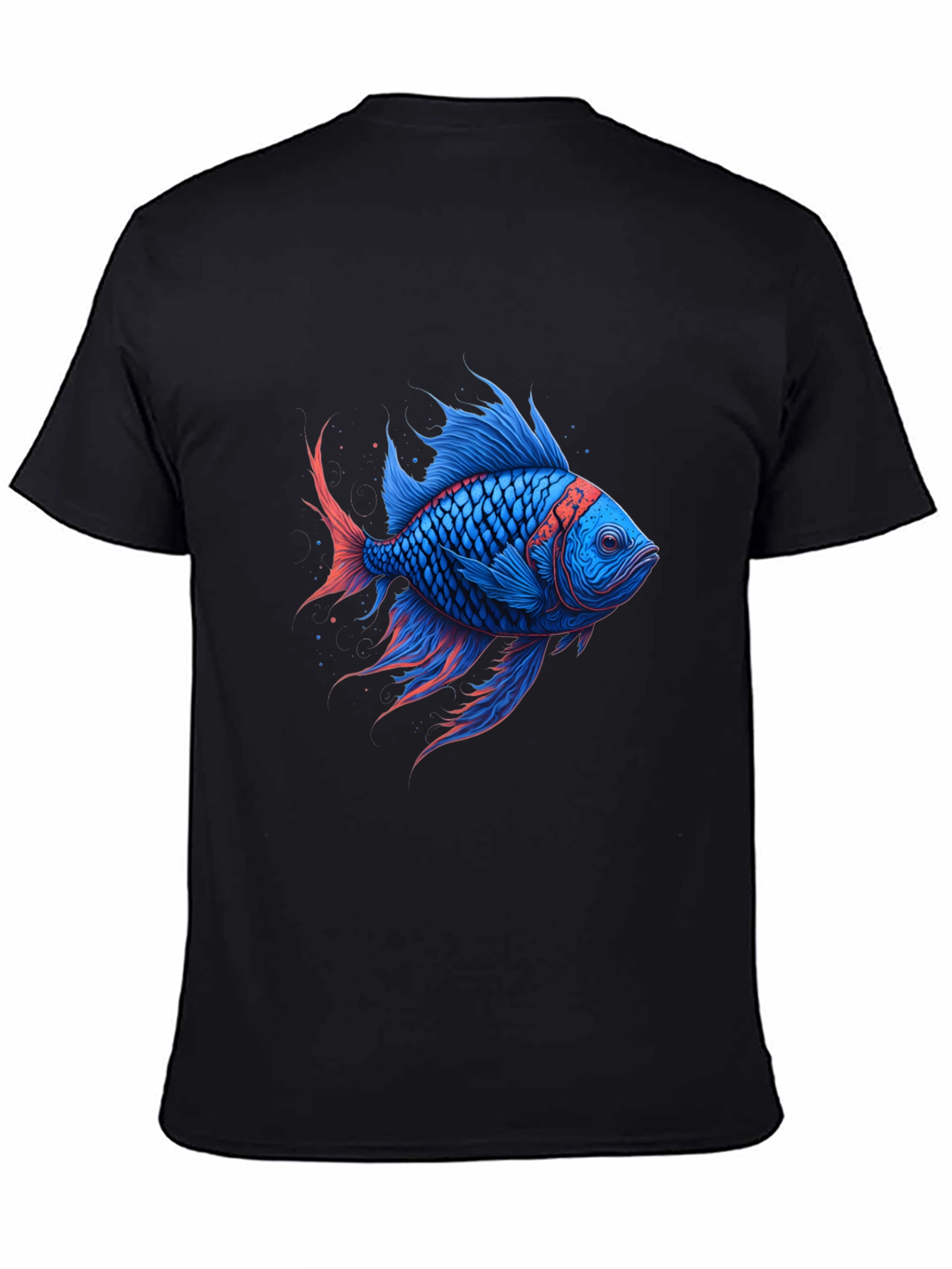 Vivid Blue Fish Graphic T-Shirt