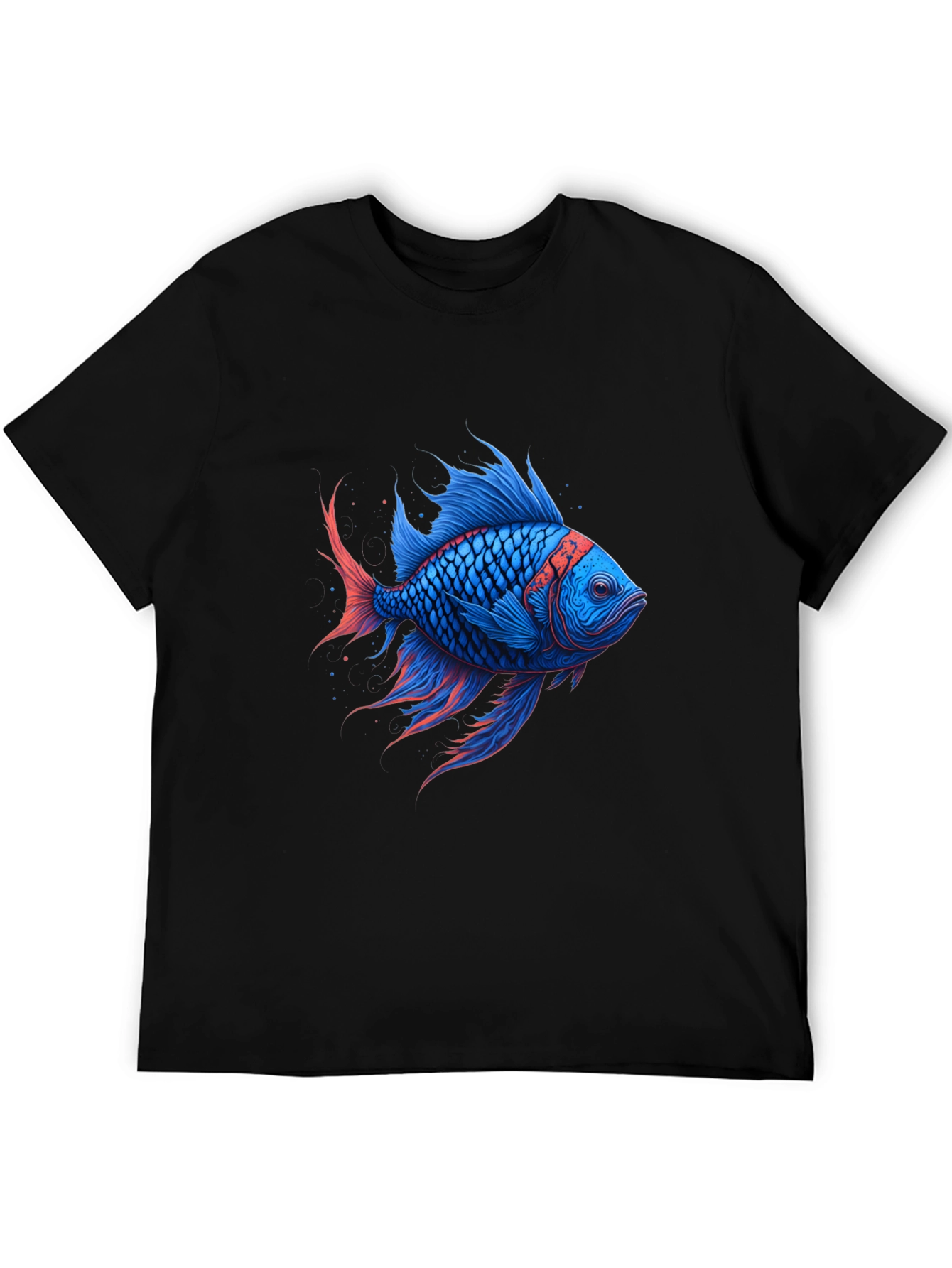 Vivid Blue Fish Graphic T-Shirt
