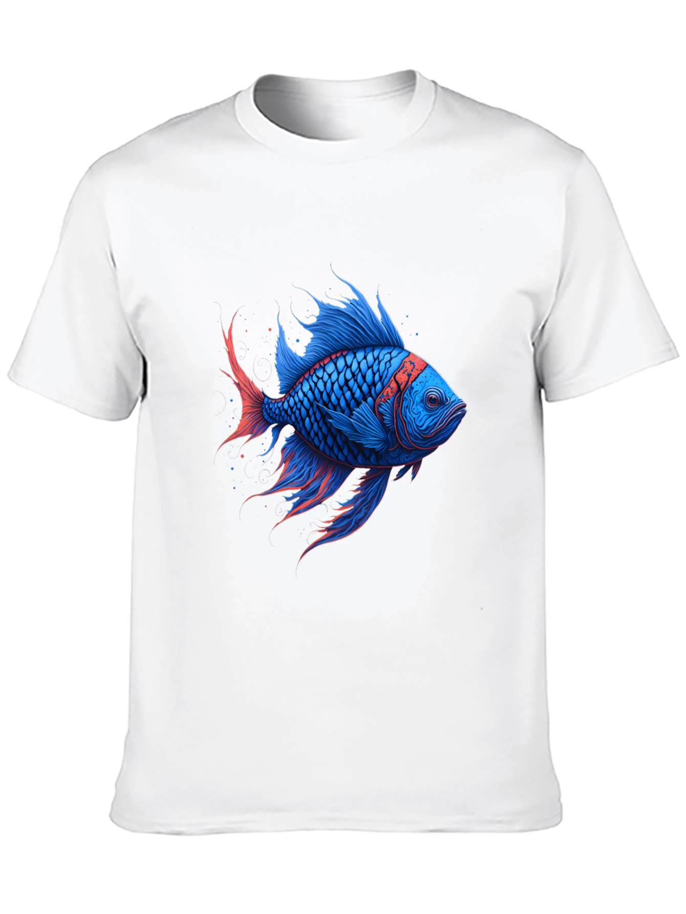 Vivid Blue Fish Graphic T-Shirt