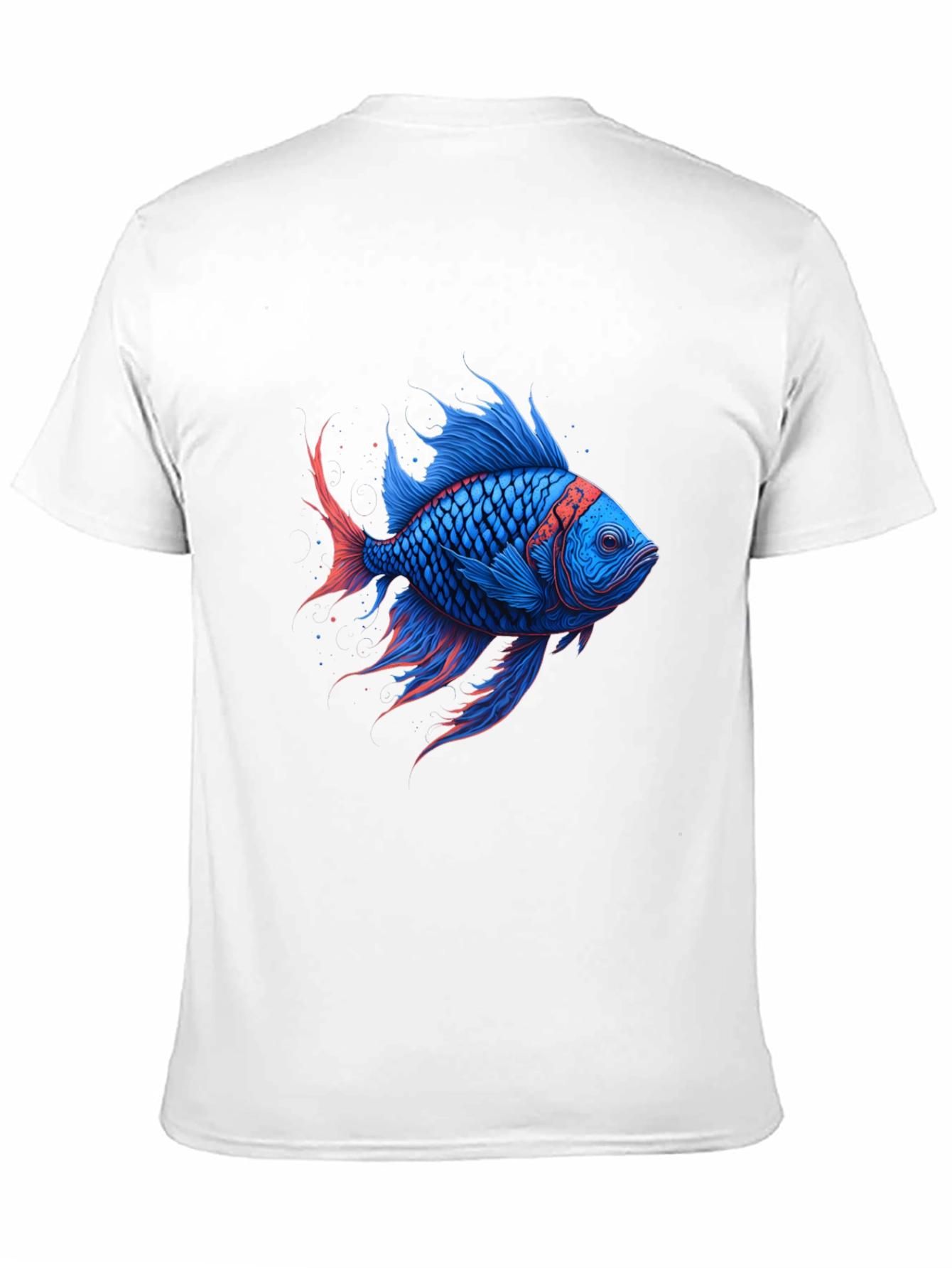 Vivid Blue Fish Graphic T-Shirt