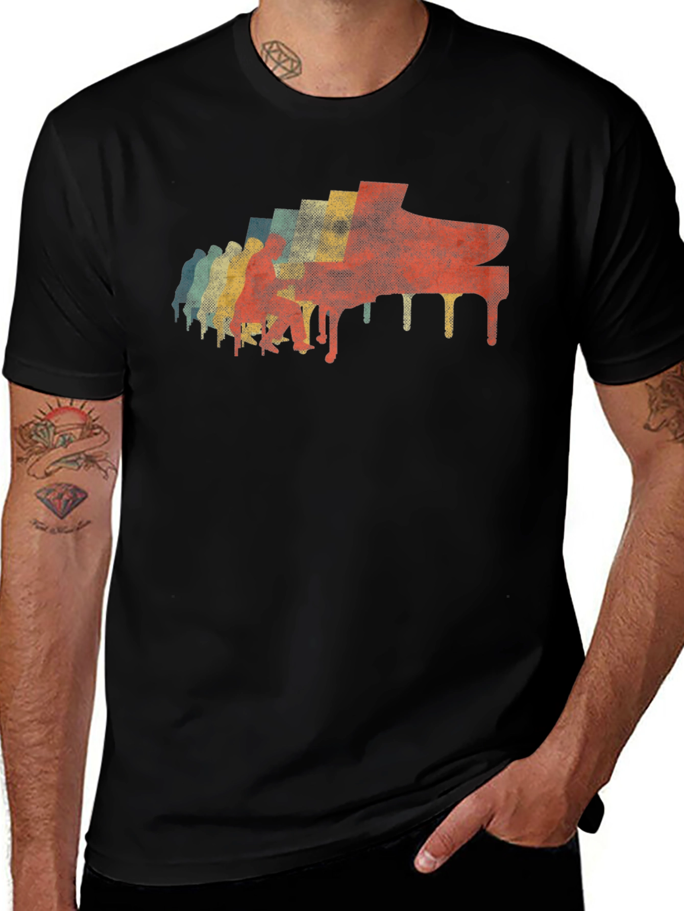 Retro Piano Graphic T-Shirt - Cool Music Lover Tee
