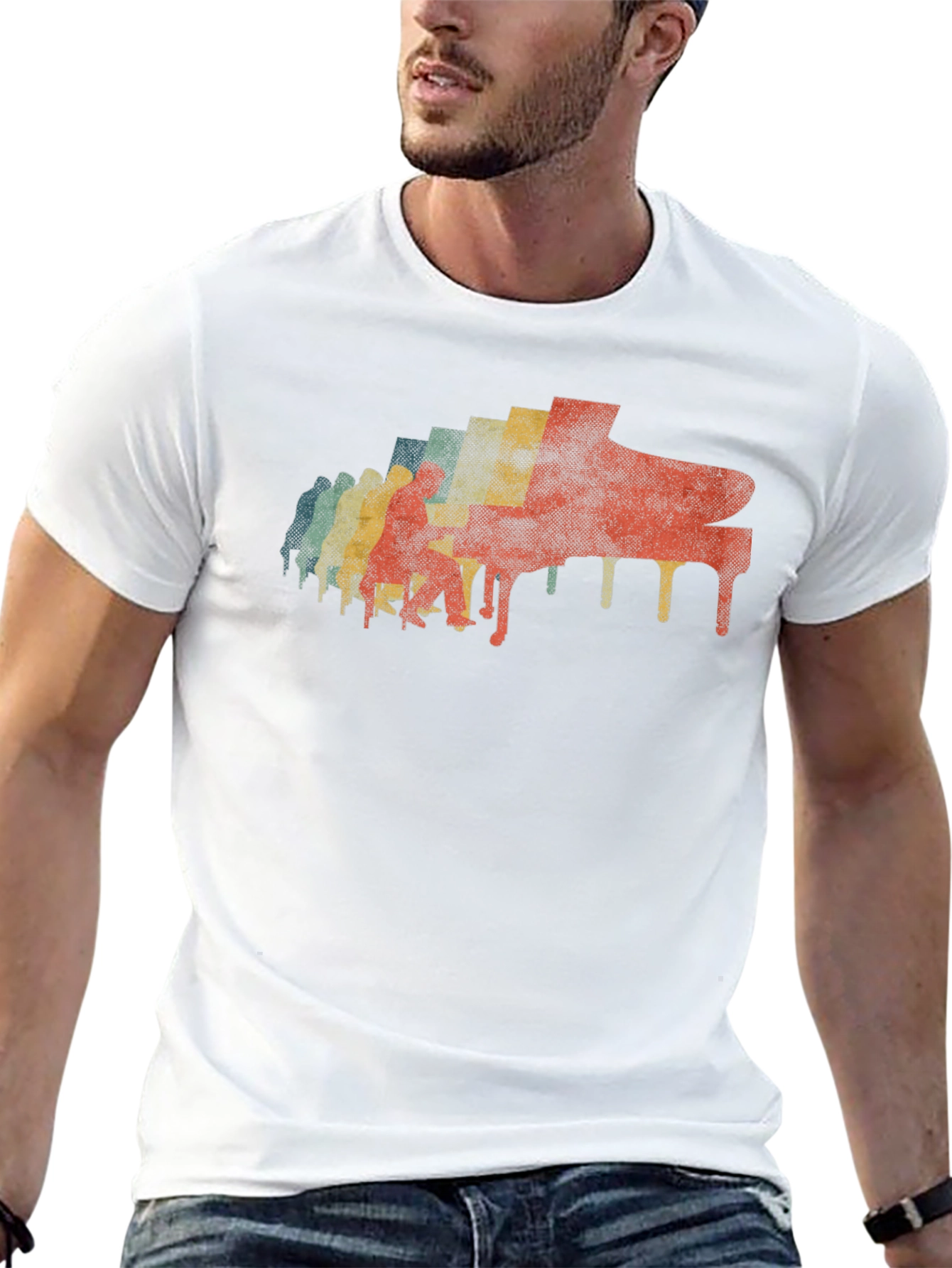 Retro Piano Graphic T-Shirt - Cool Music Lover Tee