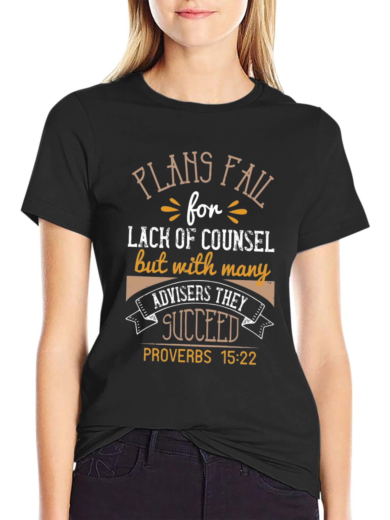 Plans Fail Proverbs 15:22 Black T-Shirt