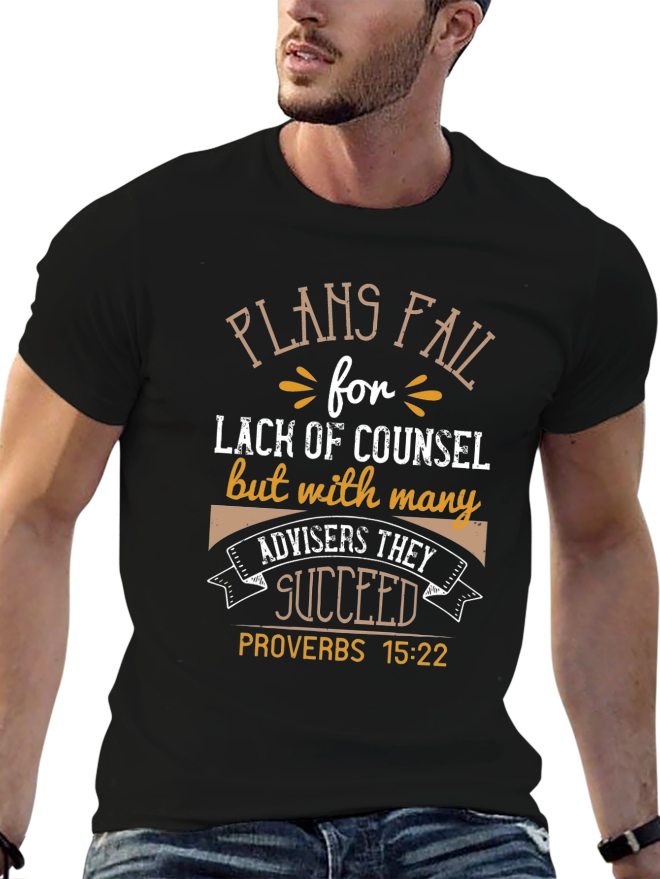 Plans Fail Proverbs 15:22 Black T-Shirt