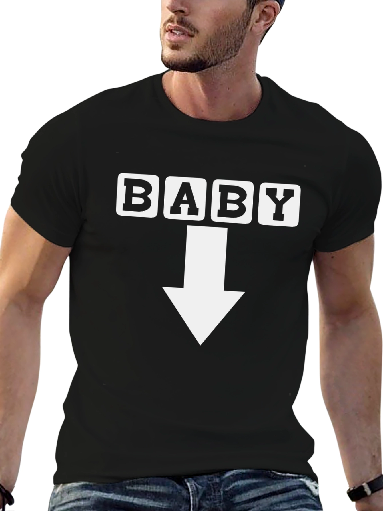 Baby Arrow Pointing Down Black T-Shirt