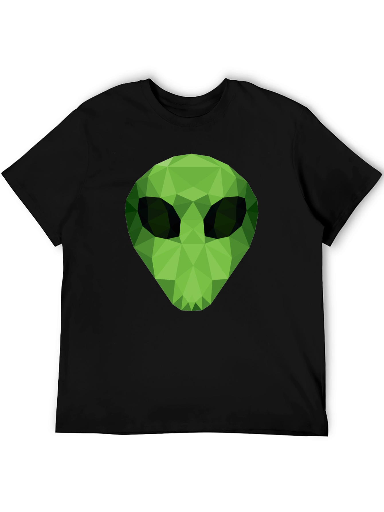 Geometric Alien Head Graphic Tee - Modern Sci-Fi Style
