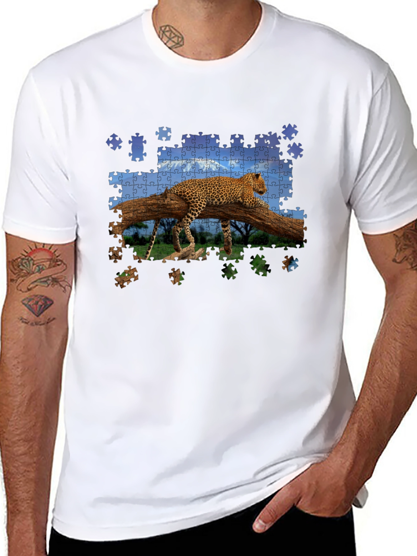 Leopard Puzzle T-Shirt - Unique Design
